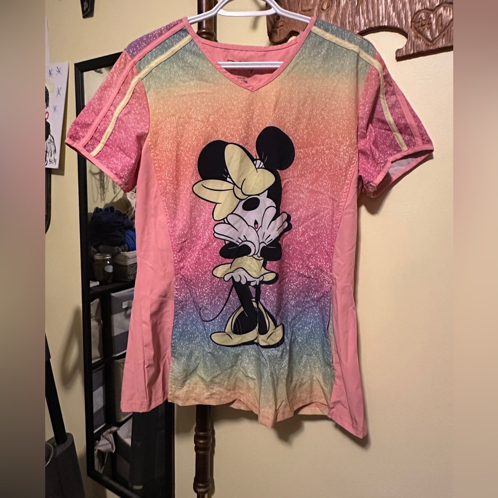 Heartsoul Minnie Mouse Print V Neck Scrub Top